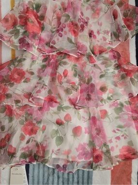 Abercrombie & Fitch Pink Floral Ruffle Tiered Top